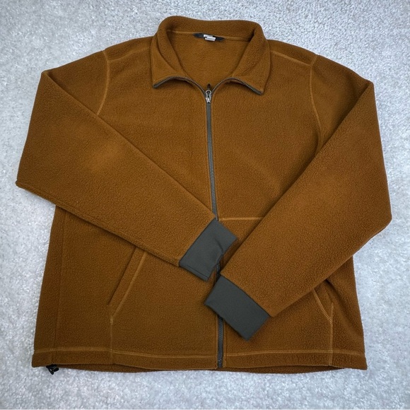 REI Mens Orange Brown Fleece Full Zip Up Jacket. Hiking Outdoors Layer XL - Picture 1 of 9